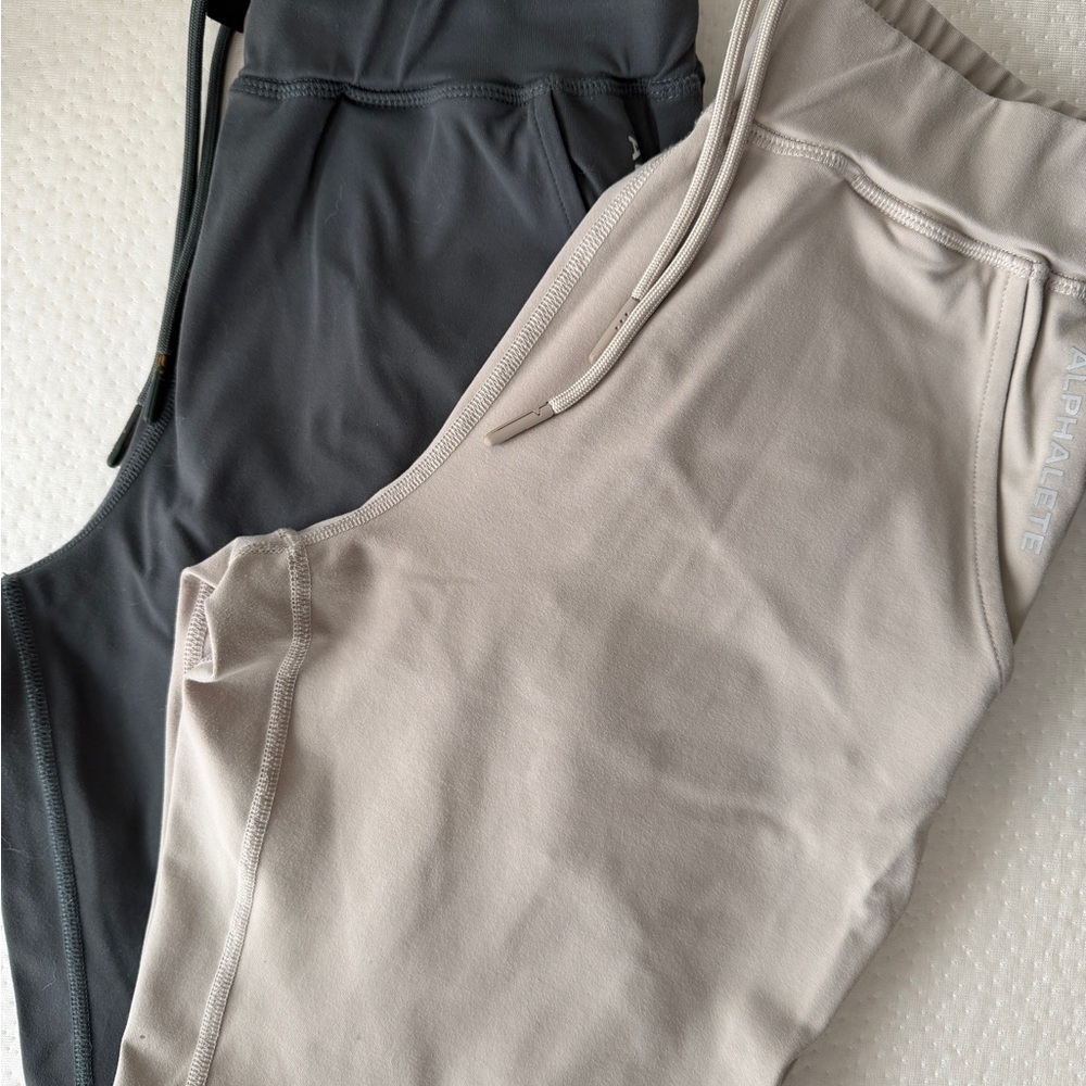 Two Pairs of Alphalete Joggers - Charcoal and Beige